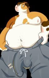 wulferthing, anthro, belly_hair, blush, blush_lines