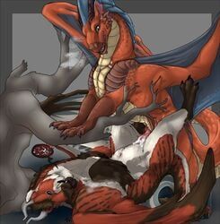 artonis, animal_genitalia, blep, blue_eyes, breath