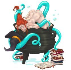 ass_up, blue_tentacles, bodily_fluids, book, bubbles