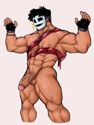 jcblaze, 1boy, abs, balls, bara