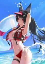hoshimi_miyabi, zenless_zone_zero, animal_ears, bikini_bottom, innertube