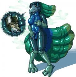 a_guy_somewhere, animal_mask, animate_inanimate, anthro, avian