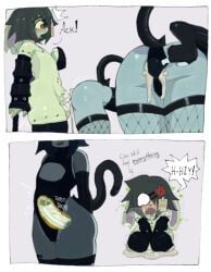 green_bun_(character), roboneco_(character), ongongio, all_fours, ambiguous_gender