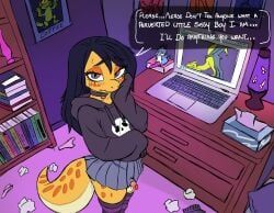 slipperydragon, anthro, balls, black_eyebrows, black_hair