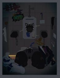reykn, anal_beads, anthro, bathroom, bdsm