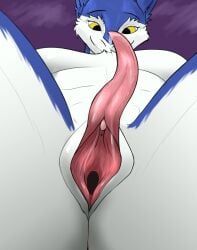 unusualmatias, anthro, blue_body, blue_fur, breasts