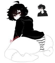 doomer_boy, asshushie, 1boy, 1femboy, ass