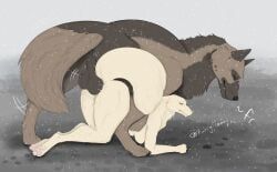 all_fours, ambiguous_penetration, anthro, anthro_on_feral, anthro_penetrated