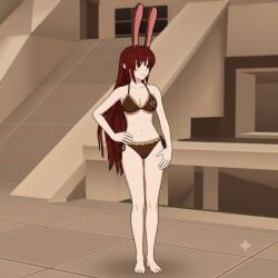 velvet_scarlatina, rwby, 1girls, bikini, brown_bikini