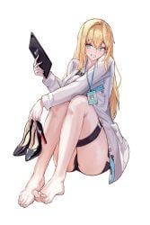 maxwell_(nikke), goddess_of_victory:_nikke, 1girl, barefoot, black_skirt