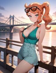 sonia_(pokemon), pokemon, 1girl, aqua_eyes, bare_arms