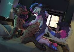 sekielmoon, all_fours, ambiguous_gender, anthro, bed