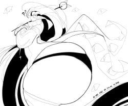 shadow_milk_cookie, cookie_run_kingdom, atsuko_021, black_and_white, giant_ass