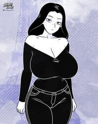 marjane_satrapi, persepolis, alvarikokearte, 1girls, bare_shoulders