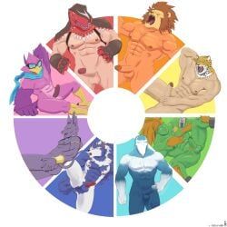 beerus, blanka, jon_talbain, king_(tekken), king_of_dinosaurs