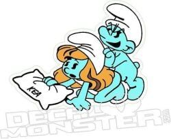 smurfette, the_smurfs, blonde_hair, bumper_sticker, pillow