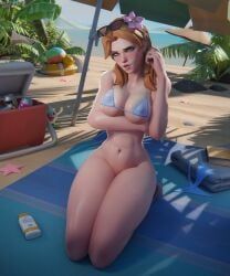 freja_(overwatch), overwatch, hasfeldt, 1girls, beach