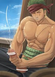 roronoa_zoro, one_piece, wonart, 1boy, balls
