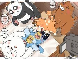 bandit_heeler, chilli_heeler, grizzly_(we_bare_bears), ice_bear_(we_bare_bears), panda_(we_bare_bears)