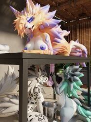 novabeast, mythology, 1futa, 2girls, animal_genitalia