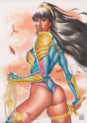 yara_flor, dc_comics, wonder_woman_(series), 1girls, ass