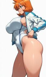 kasumi_(pokemon), misty_(pokemon_hgss), pokemon, 1girl, adjusting_clothes