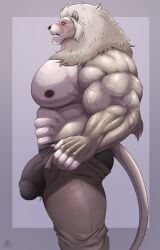 cerberain, abs, anthro, barazoku, biceps