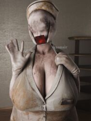 bubble_head_nurse, silent_hill, vexonair, 1girls, big_breasts