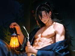suguru_geto, jujutsu_kaisen, abs, bare_chest, closed_eyes