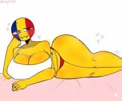 romania_(countryhumans), countryhumans, countryhumans_girl, kak0yt0_chel_style, bed