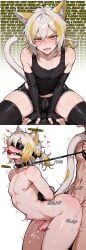mr_chicken_nuggets_(vtuber), indie_virtual_youtuber, arched_back, arms_bound, ball_gag