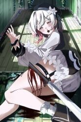 sakuraba_ema, mahou_shoujo_no_majo_saiban, 1girl, bdsm, belt
