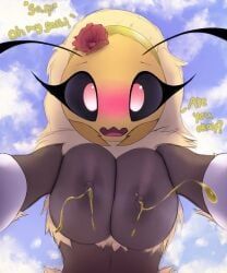 blossom_(thousandfoldfeathers), thousandfoldfeathers, bee, big_breasts, blush