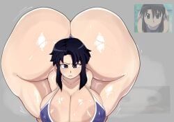 nyamo_minamo_kurosawa, azumanga_daiou, ame_momos, 1girls, ass