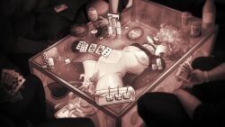 ace_mooshroom, flaminggay, alcohol, arched_back, belly_bulge