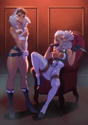 fatima_doubledarts, undead_girl_murder_farce, playzholder, 2girls, alternate_character