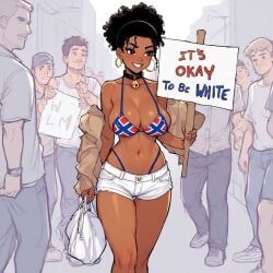 1girls, african, african_female, american_flag, american_flag_bikini