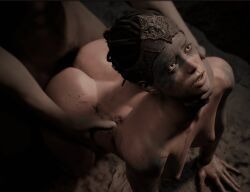 senua, hellblade, tastytextures, 1boy, 1boy1girl