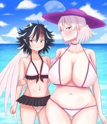 sagume_kishin, seija_kijin, touhou, licen, 2girls