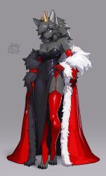 shu_stella, anthro, big_breasts, black_dress, crown