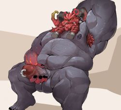 ornn, league_of_legends, dadee_(da_ddy22), 1boy, arm_up
