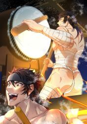 mutsunokami_yoshiyuki, touken_ranbu, hajikeygo, 1boy, abs