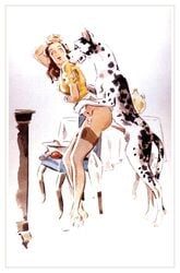 julie_delcourt, 1boy, 1girls, animal_genitalia, animal_penis