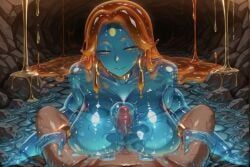 slime_mommy_(floppyudon95), original, 1boy, 1girls, action_lines