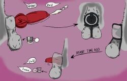 anonymous_artist, animal_genitalia, anthro, big_penis, black_chastity_cage