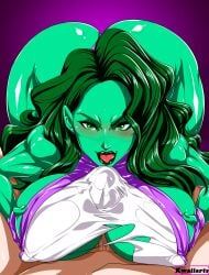 she-hulk, marvel, kwaiiarts, 1boy, 1girls
