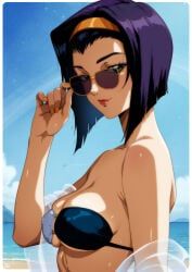 faye_valentine, cowboy_bebop, gravydood, 1girls, adjusting_eyewear