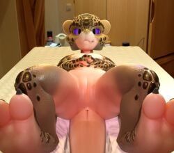 3_toes, 4_fingers, animal_genitalia, anthro, bed