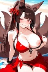 akagi_(azur_lane), azur_lane, 1girl, beach, big_breasts