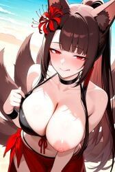 akagi_(azur_lane), azur_lane, 1girl, beach, big_breasts
